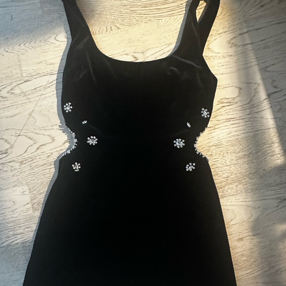 ZARA Velvet Cutout Jewel Trim Dress - M - Picture 3 of 7